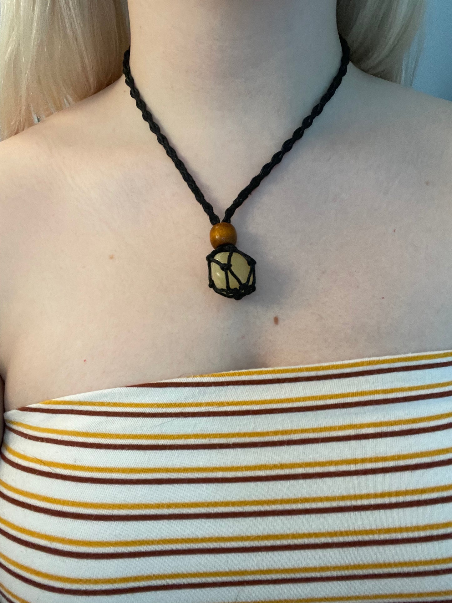 Crystal Holder Necklace - Macrame Necklace, Interchangeable, Woven Necklace