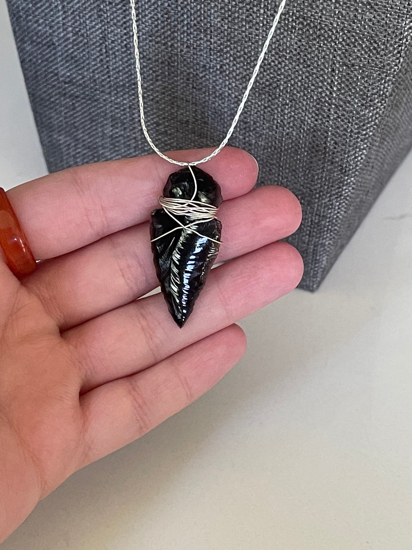 Black Obsidian Arrow Wire Wrap