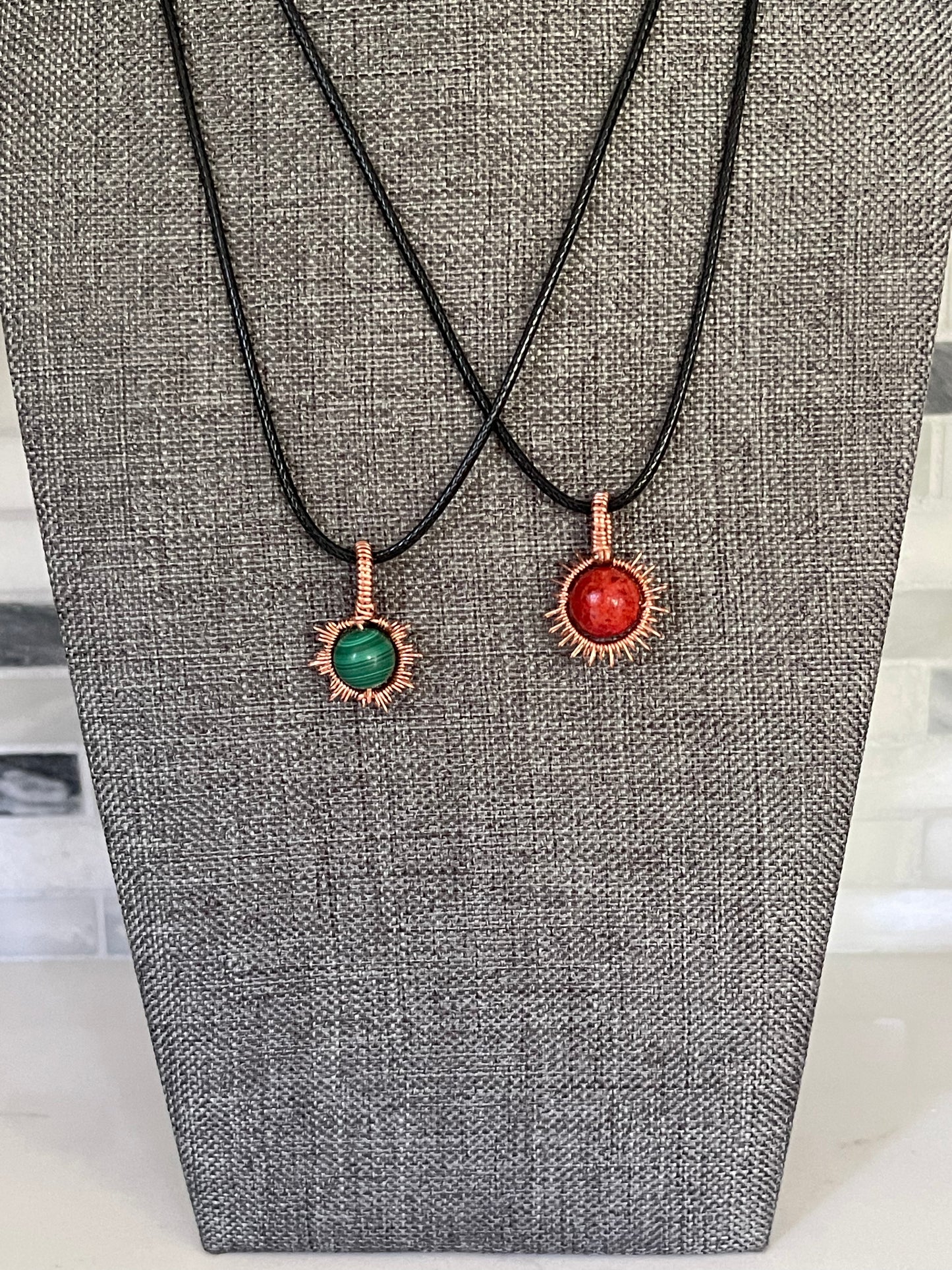 Crystal Mini Sun Wire Wrap Necklace