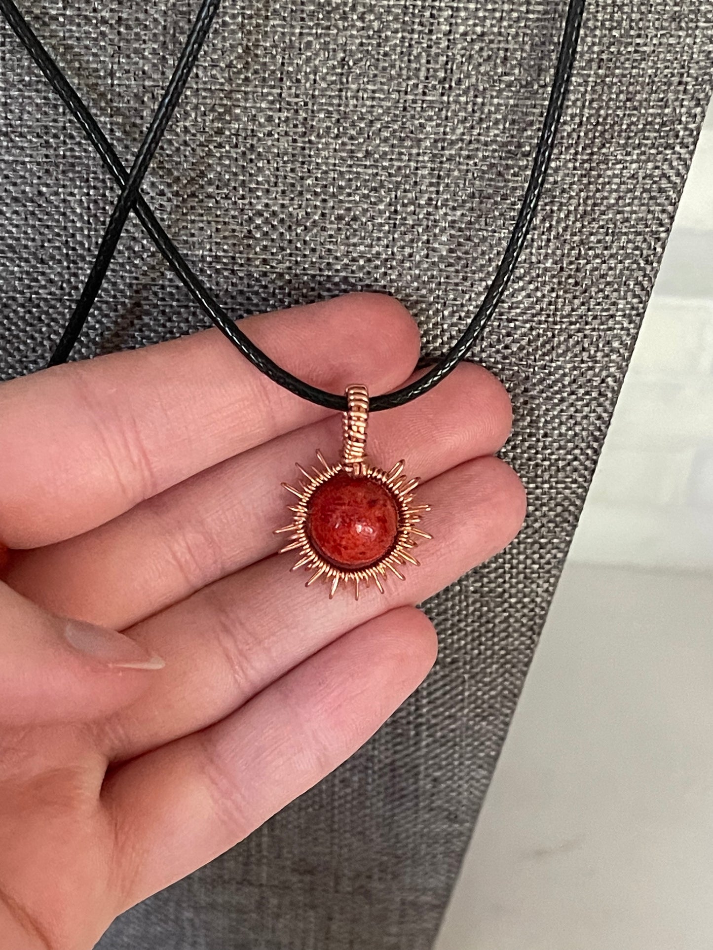 Crystal Mini Sun Wire Wrap Necklace