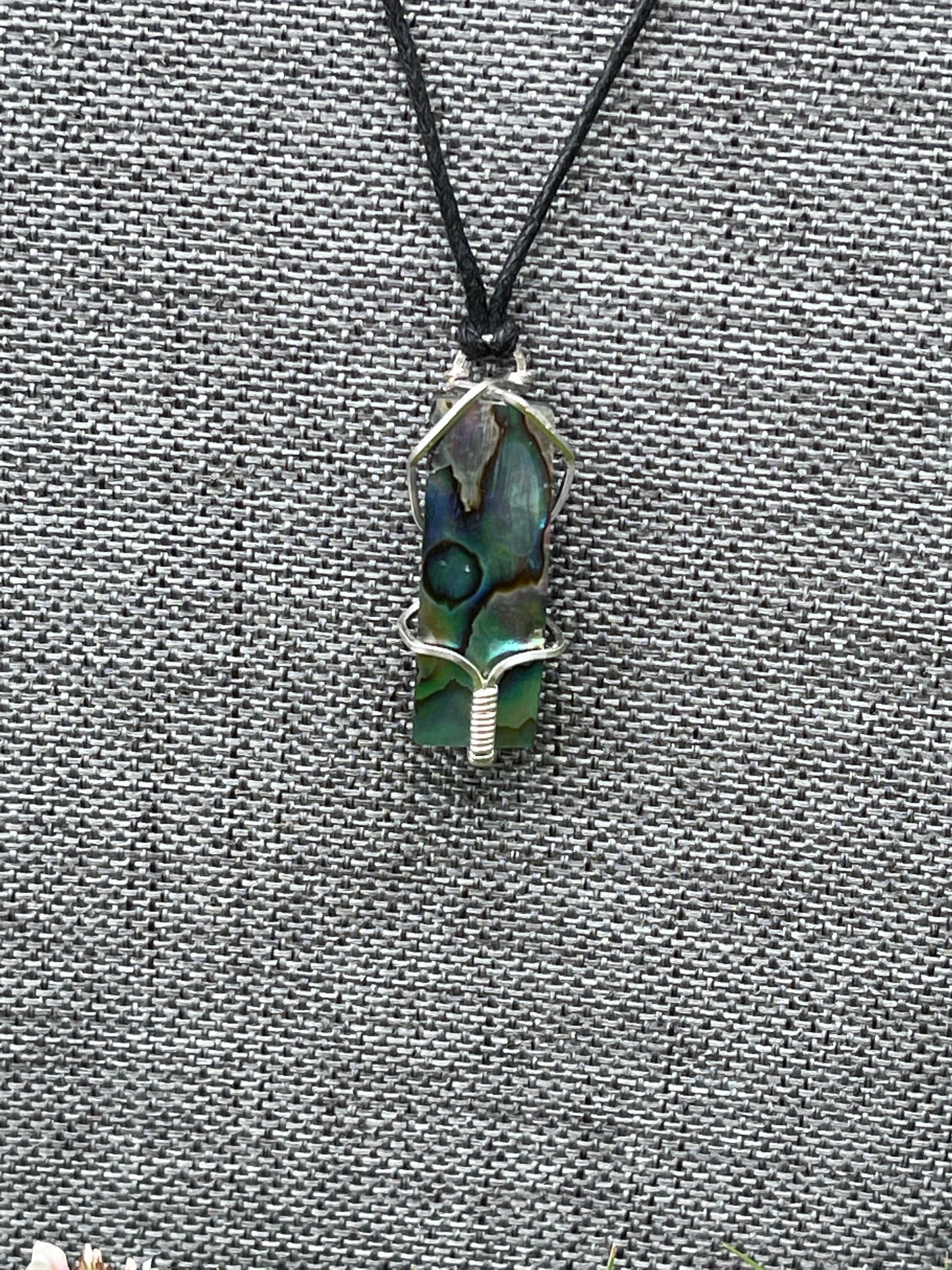 Abalone Wire Wrap Pendant Necklace