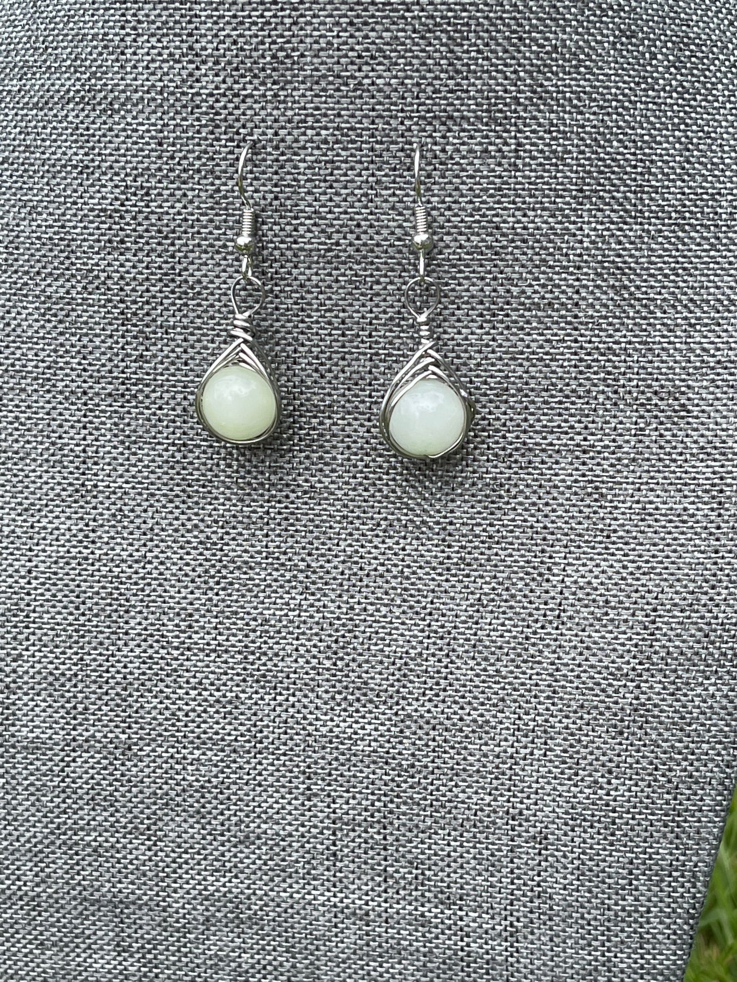 Amazonite Stainless Steel Wire Wrap Dangle Earrings
