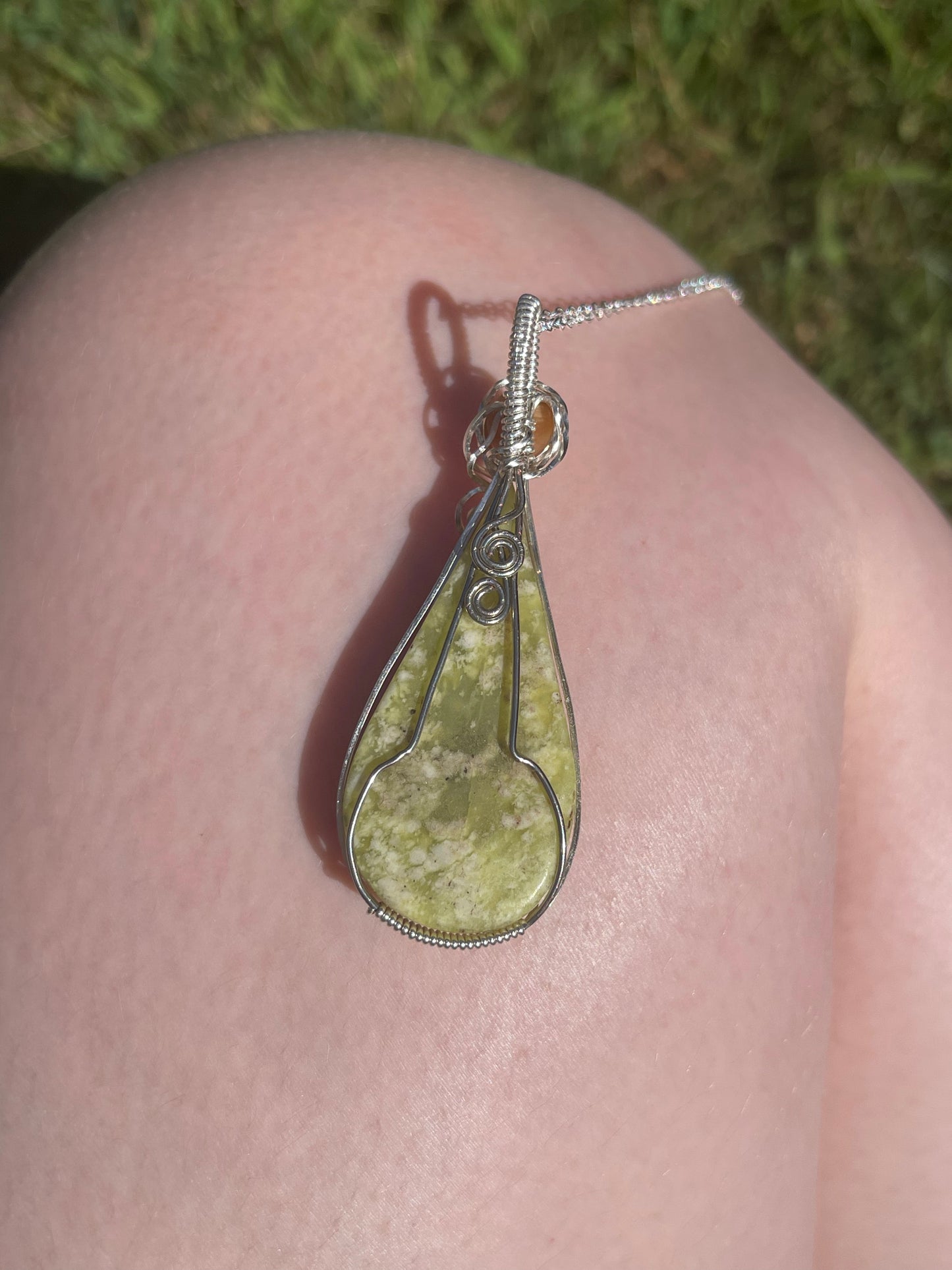 Vesuvianite and Mini Crazy Lace Agate Wire Wrapped Necklace