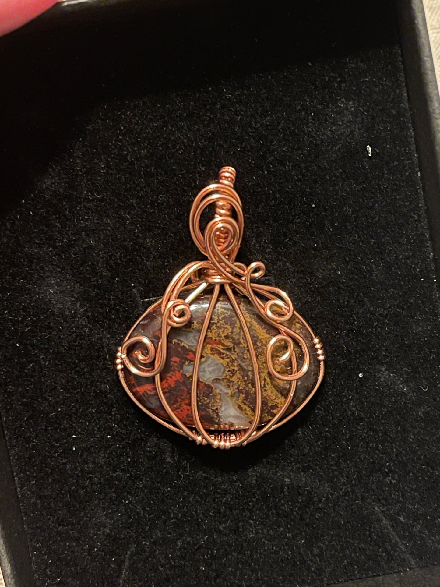 Pumpkin Crystal Wire Wrap Pendant