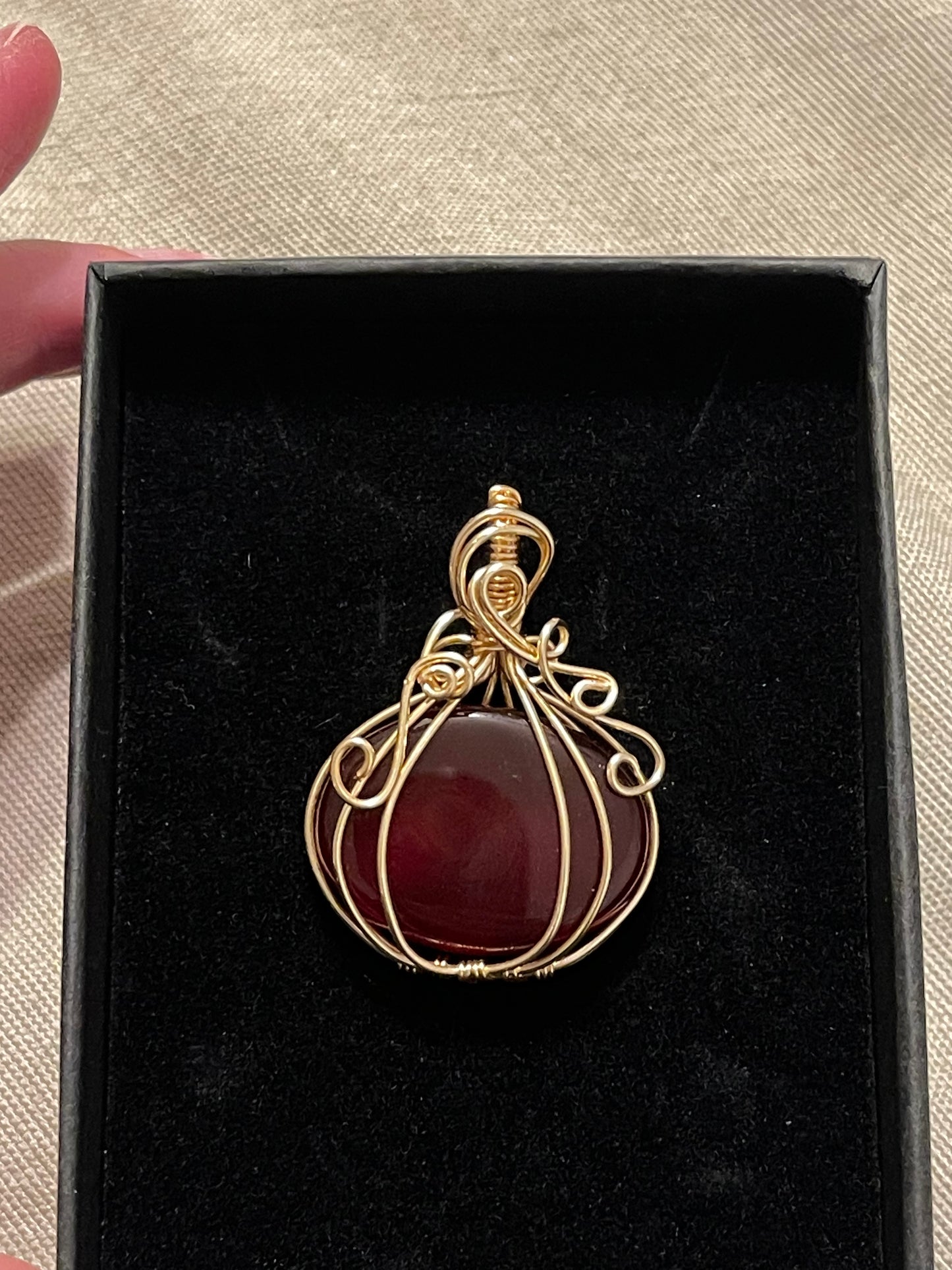 Pumpkin Crystal Wire Wrap Pendant