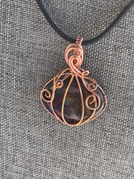 Pumpkin Crystal Wire Wrap Pendant