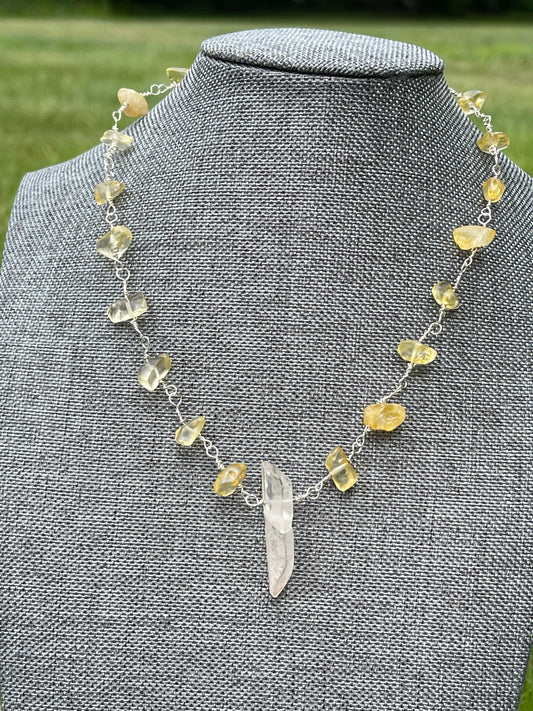 Citrine & Clear Quartz Point Wire Wrap Choker