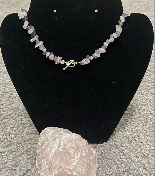 Crystal Chip Choker Necklaces - Aquamarine - Rose Quartz - Amethyst