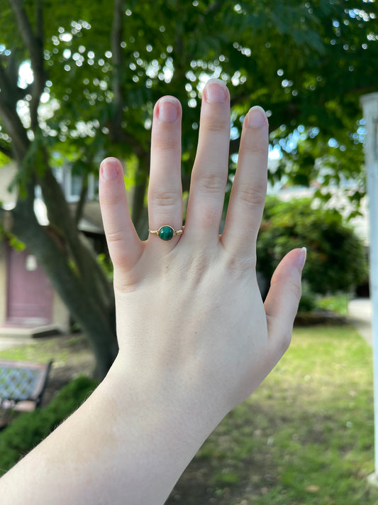 12K Gold Filled Malachite Wire Wrap Ring