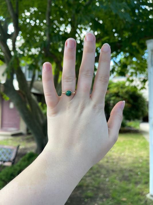 12K Gold Filled Malachite Wire Wrap Ring